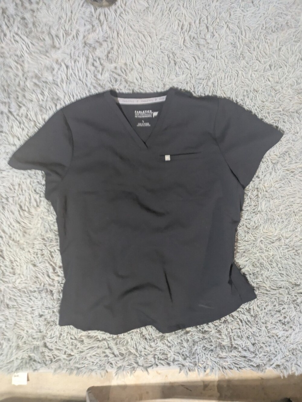 Fabletics Women's Black Short Sleeve V-Neck Scrub Top